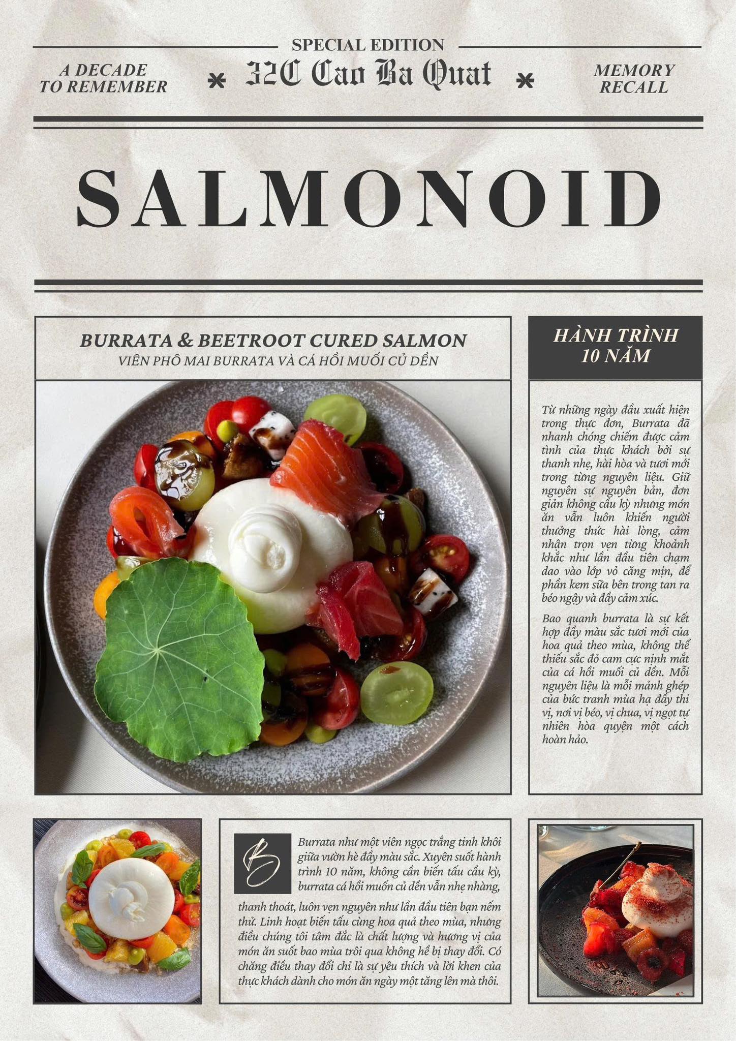 Memory Recall: Burrata Cheese & Beetroot Cured Salmon